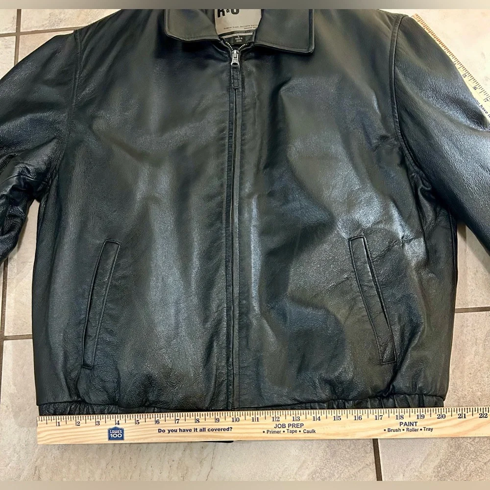 Men's Black Leather Classic Zip Jacket Quilted Lining Casual Pristine R&O Bomber - Picture 14 of 15